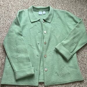 Wool collared cardigan sweater